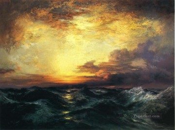 風景 Painting - トーマス・モラン太平洋の夕日の海景
